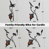 Folding Exercise Bike with LCD Monitor & Arm Bands for Home Workout