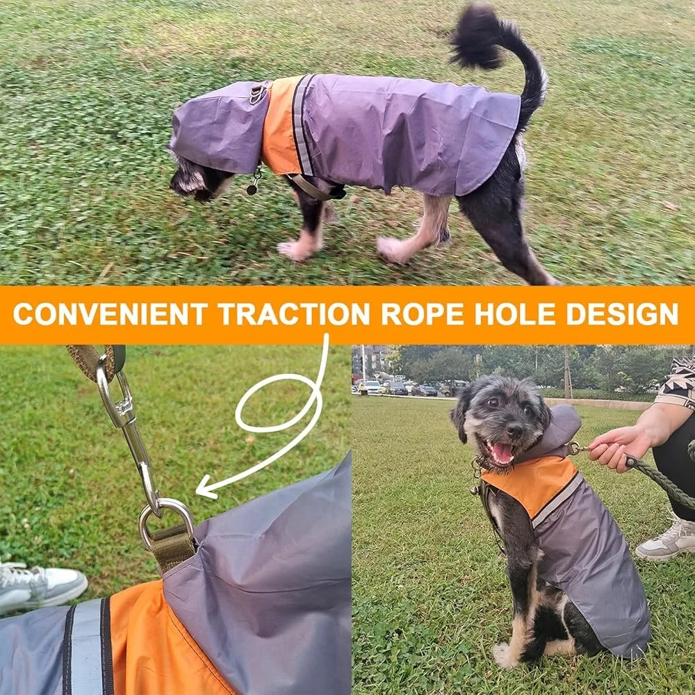 Ultra-Light Waterproof Dog Raincoat – Reflective Adjustable Jacket with Hood for Outdoor Use