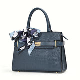 Aidrani Genuine Leather Croc-Pattern Large Capacity Handbag – Women’s Square Cowhide Shoulder Bag