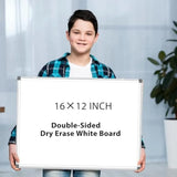 Double-Sided Dry Erase Whiteboard – 16" x 12" Hanging Board with Markers, Magnets & Eraser