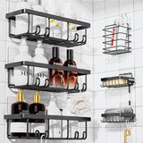 6-Pack Adhesive Shower Caddy Set – Large Capacity No-Drill Rust-Proof Wall-Mounted Shelves