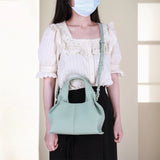 Women’s Dumpling Clutch Purse – Solid Color Retro Handbag with Removable Strap & Top Handle Crossbody Bag