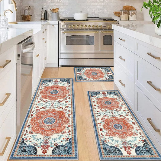 3PCS Kitchen Rug Set – Washable Non-Slip Mats for Kitchen, Hallway & Laundry Room, Holiday Décor