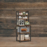 VASAGLE Coffee Bar, 6-Tier Kitchen Shelves with 6 Hooks, Baker’s Rack for Kitchen, Microwave Stand, Industrial - PulinGO