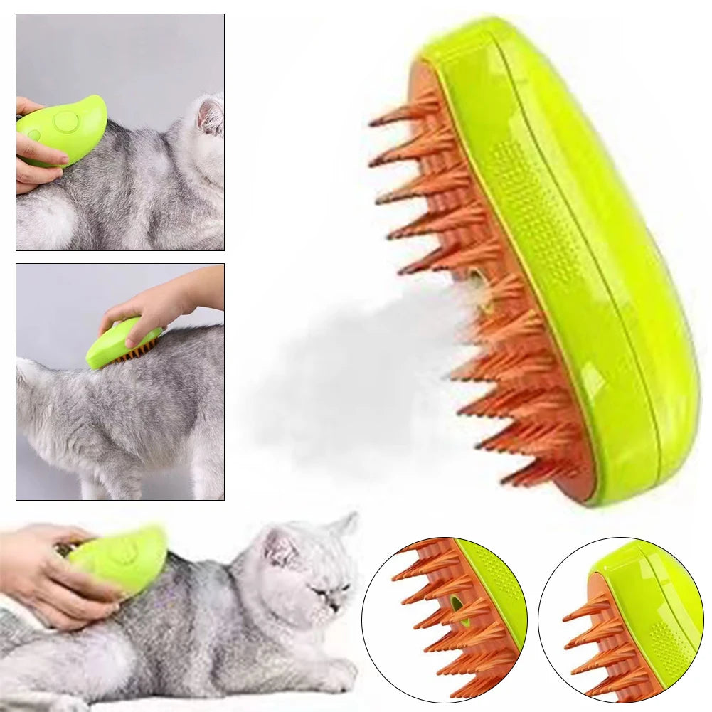 3-in-1 Cat Steamy Brush & Dog Grooming Comb – Self-Cleaning Steam Brush for Massage, Hair Removal & Pet Grooming