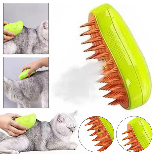 3-in-1 Cat Steamy Brush & Dog Grooming Comb – Self-Cleaning Steam Brush for Massage, Hair Removal & Pet Grooming