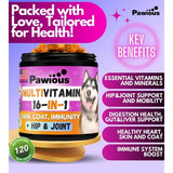 Dog Multivitamin Chewables – 16-in-1 Vitamins with Glucosamine for Hip & Joint, Senior Dogs & Puppies, Overall Health