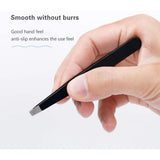 High-Precision 4-Piece Stainless Steel Tweezer Set – Black Finish, Facial Hair Tools for Men & Women