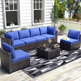 “7-Piece Modular Outdoor Furniture Set – PE Rattan Wicker Sectional Sofa with Cushions for Garden, Balcony & Patio”