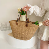 Women’s woven tote bag – large-capacity summer beach handbag, trendy braided shoulder bag for parties, vacation & daily stylish use