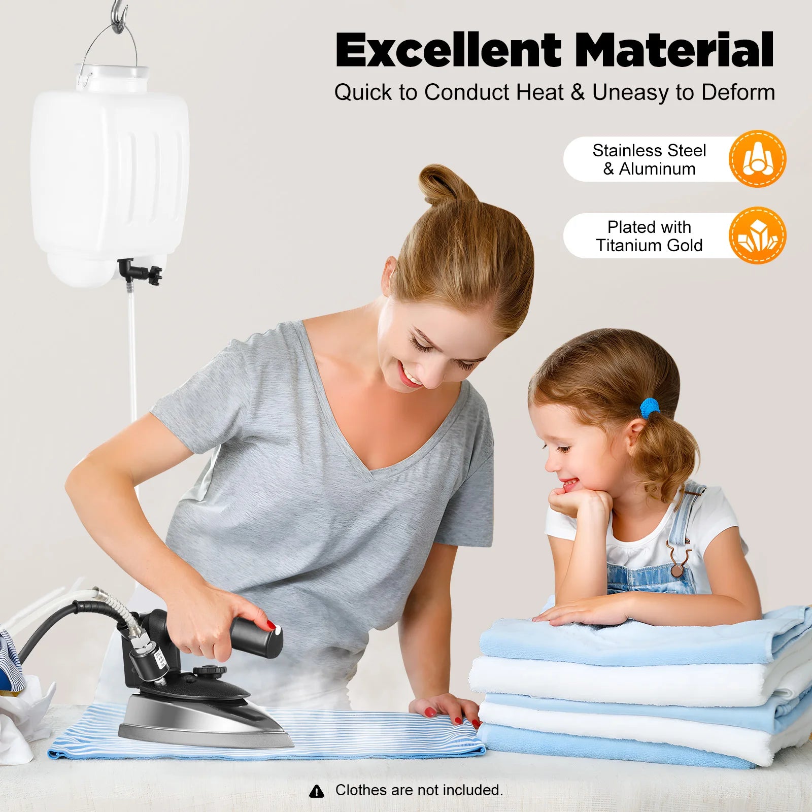 110V 1200W Gravity-Feed Industrial Steam Iron – Heavy-Duty Electric Iron for Professional Garment Pressing