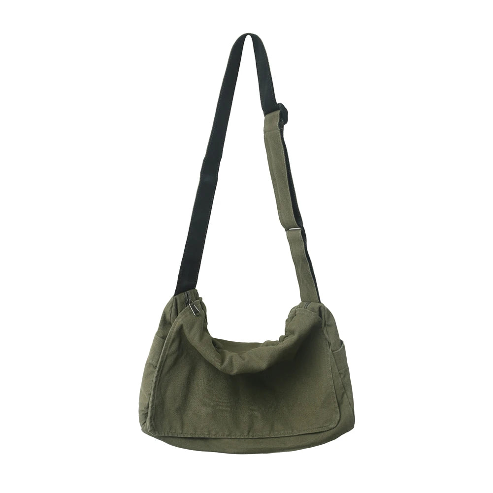 Vintage-Style Canvas Messenger Bag for Women – Versatile Retro Tote Sling with Adjustable Strap