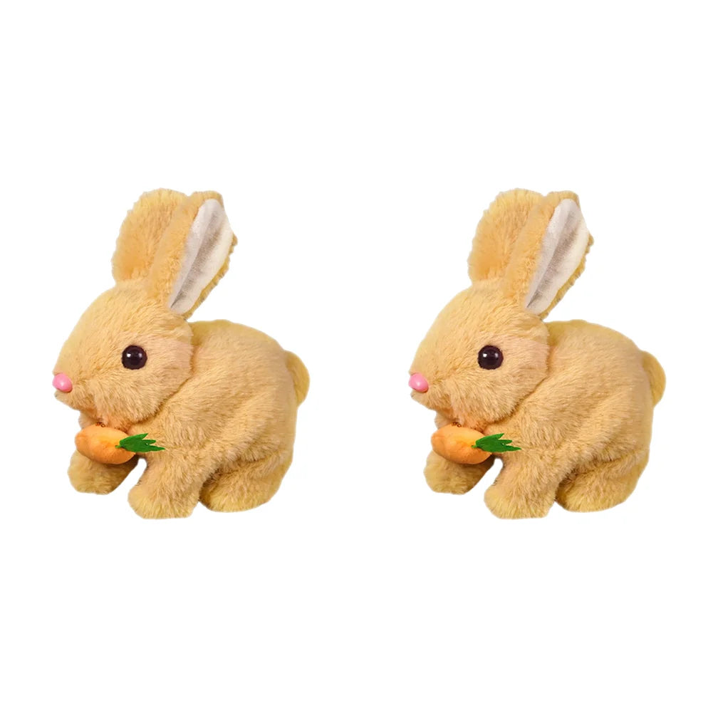 2Pcs Electric Bunny Toy Set – Cute Interactive Rabbit Plushies with Carrot, Walking Wiggle Ears Simulation Toys for Kids Gifts