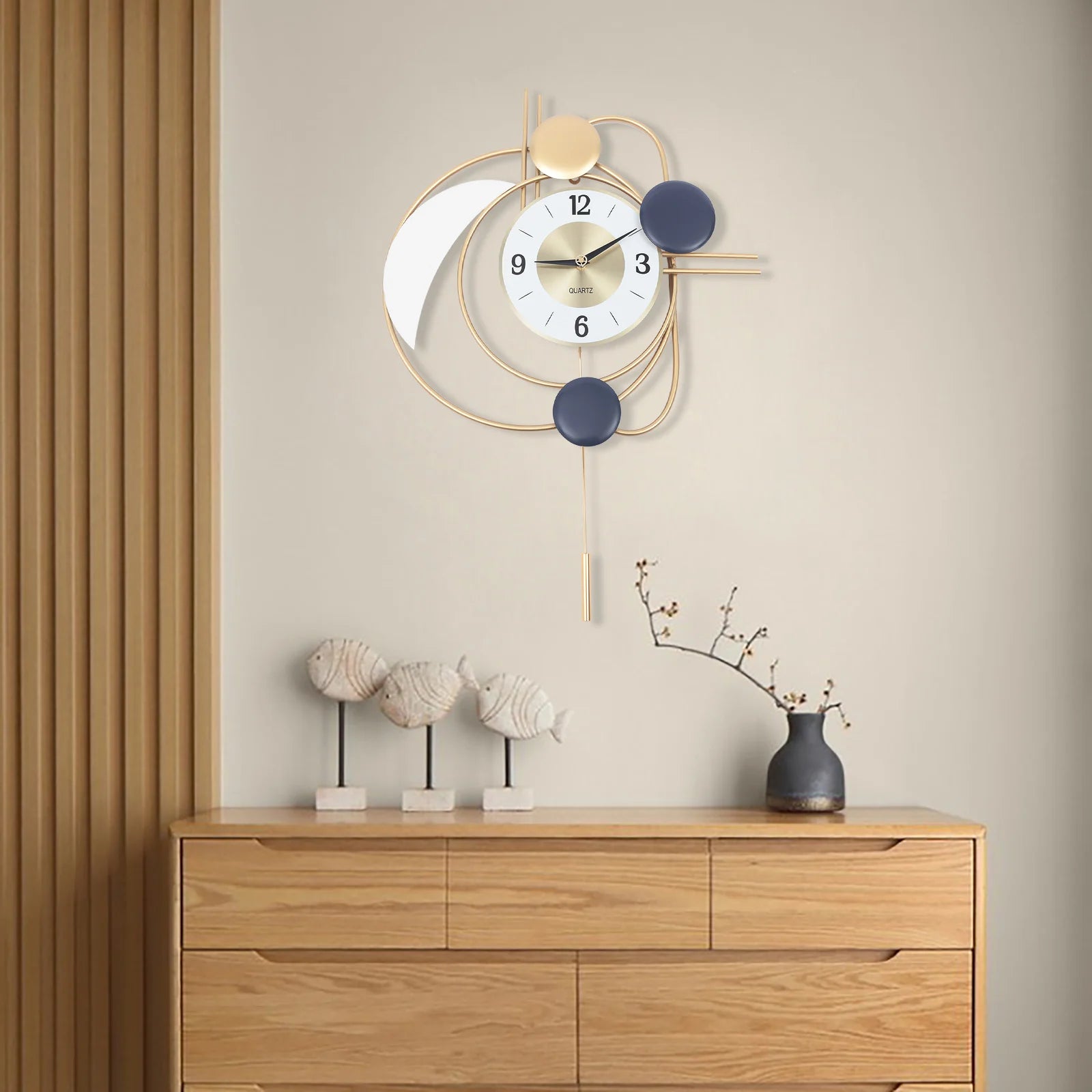 21cm Modern Golden Wall Clock – Silent Quartz Iron Clock with Large Dial | Fashionable Wall Decoration for Home & Office