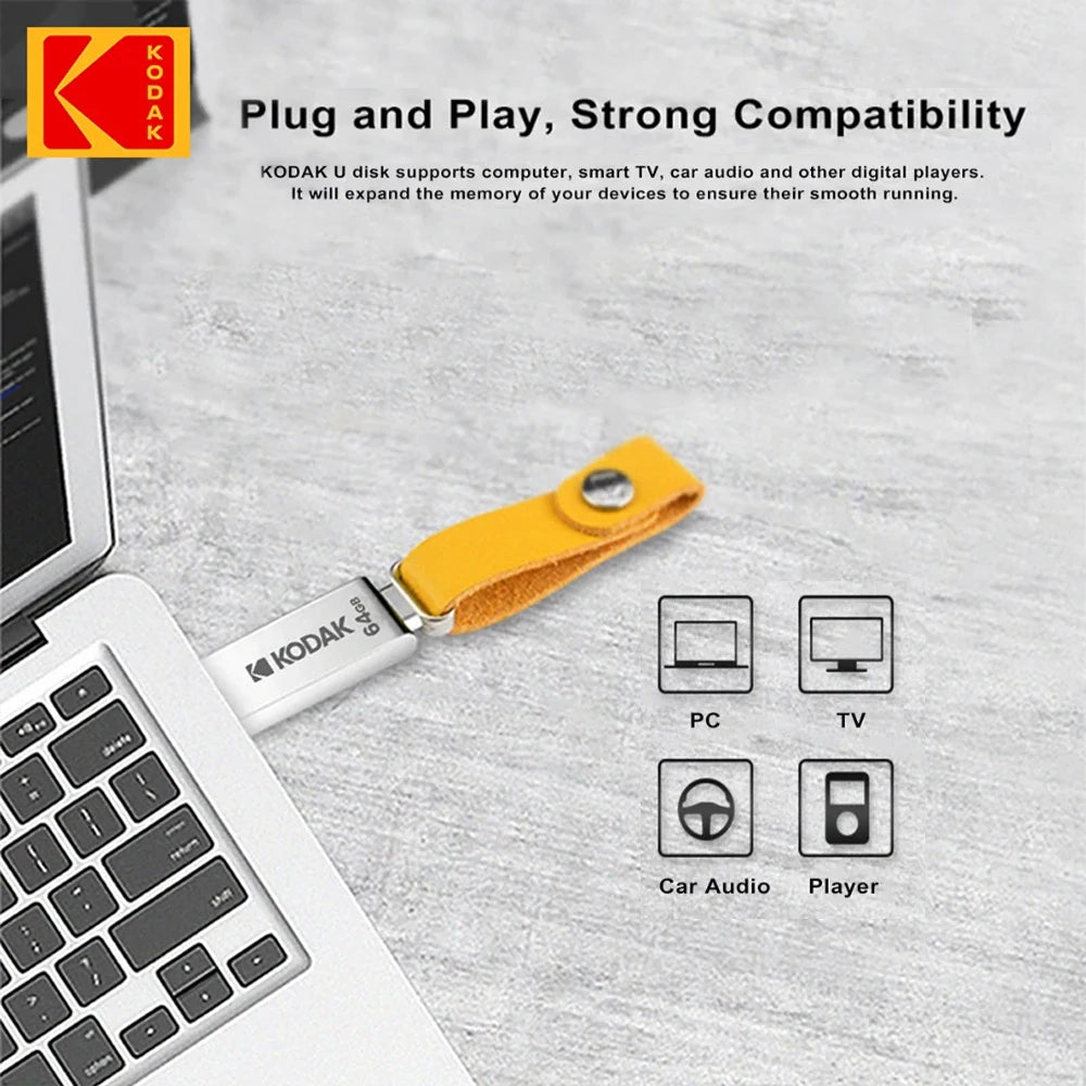 Kodak K122 Metal USB Flash Drive – Durable Pen Drive Memory Stick 32GB/64GB/128GB for Laptops, PCs & Data Backup
