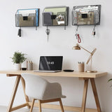 📂 3-Pack Metal Wall File Organizer with Hooks – Mesh Wall-Mounted Magazine & Document Rack for Home & Office (Black)