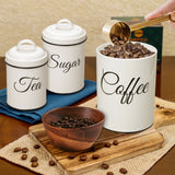 3-Piece Airtight White Vintage Kitchen Canister Set – Countertop Storage for Coffee, Tea & Sugar