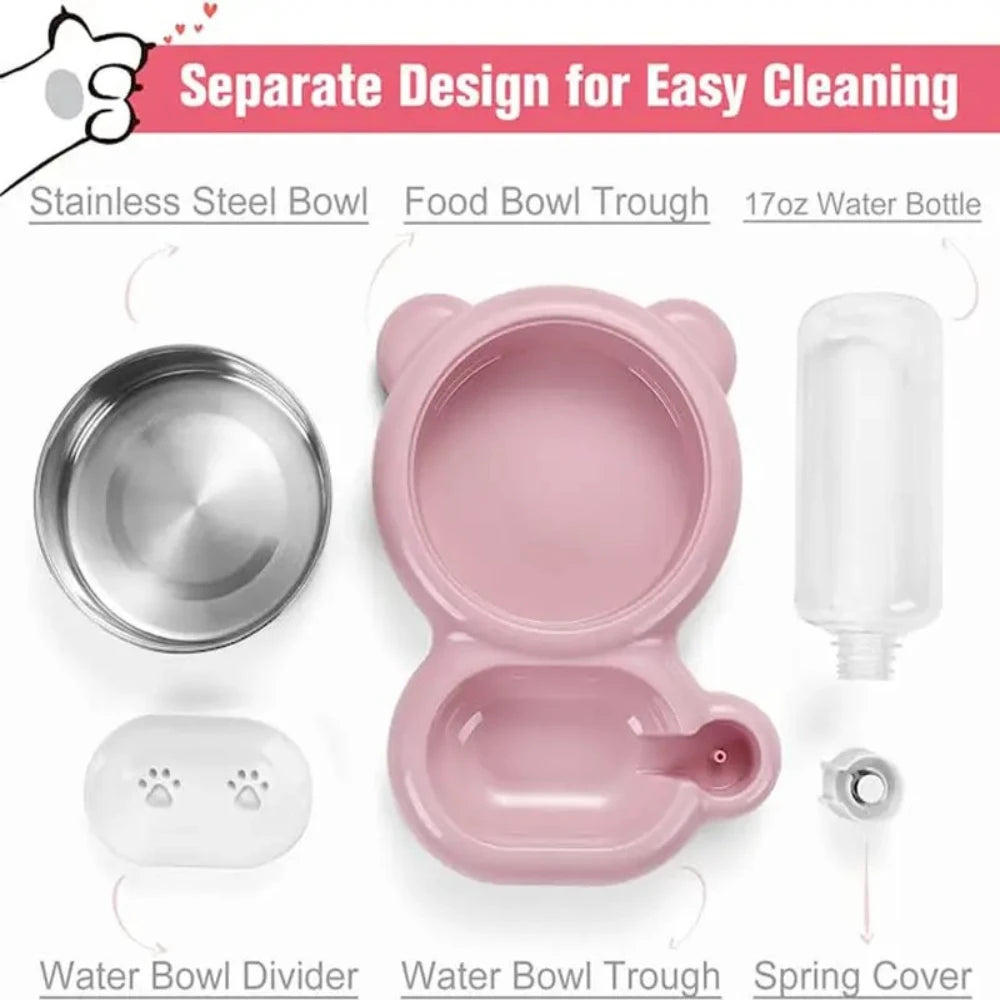 Auto Leak-Proof Pet Water Dispenser & Double Bowl Set – Durable Easy-Clean Feeding Station for Cats & Dogs