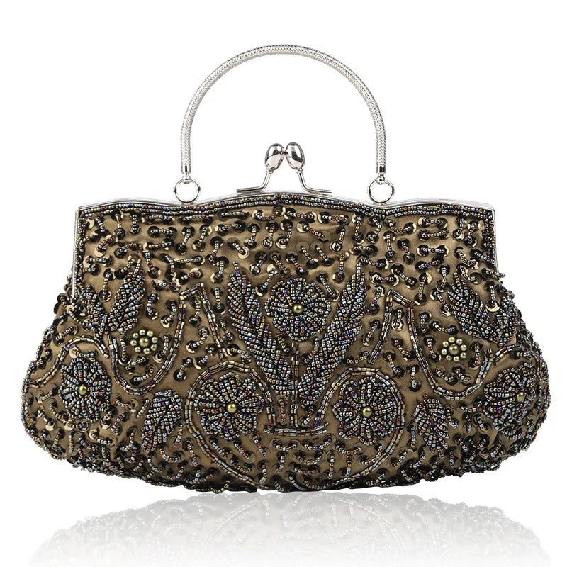 Retro Beaded Embroidered Clutch Bag – Elegant Handmade Mini Handbag for Women, Weddings, Parties & Special Gifts
