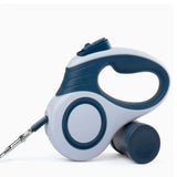 16ft Auto-Retractable Dog Leash – Durable Nylon Extendable Lead with Easy Control & Blue-White Geometric Design