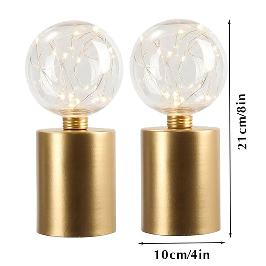 2PCS Gold Table Lamps – Battery Powered Cordless Lighting for Living Room, Bedroom, Weddings & Home Décor