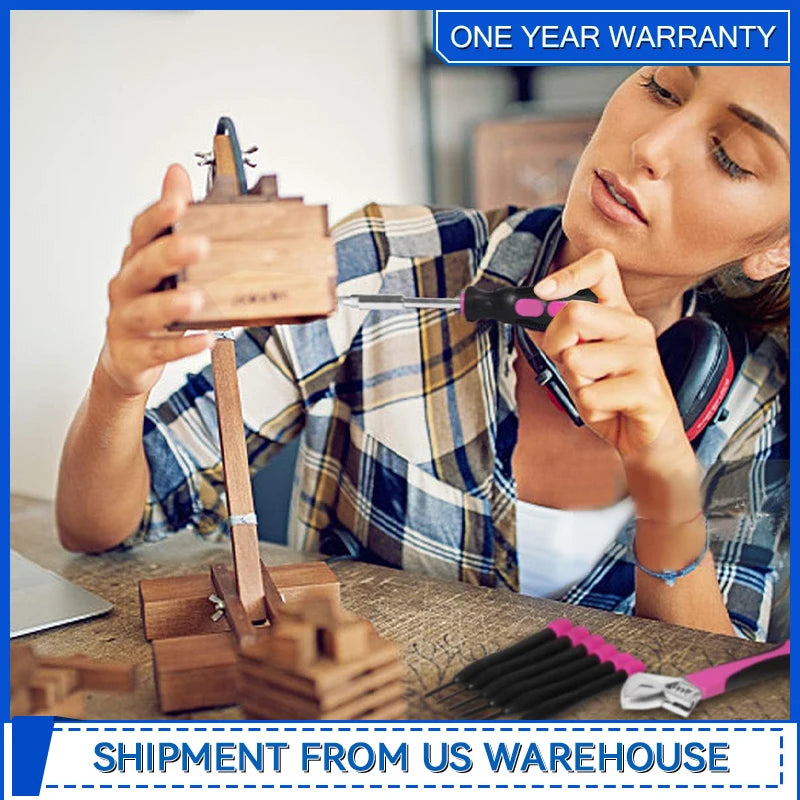 69-Piece Pink Tool Kit – Ladies Hand Tool Set with Easy-Carry Pouch for DIY Home & Auto Maintenance