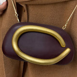 Women’s Retro PU Leather Clutch Bag – Elegant Evening Party Shoulder Crossbody Purse with Chain Strap & Phone Holder