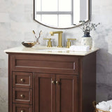 Brushed Gold 3-Hole Low-Arch 8″ Widespread Bathroom Faucet Set with Metal Drain & Supply Lines