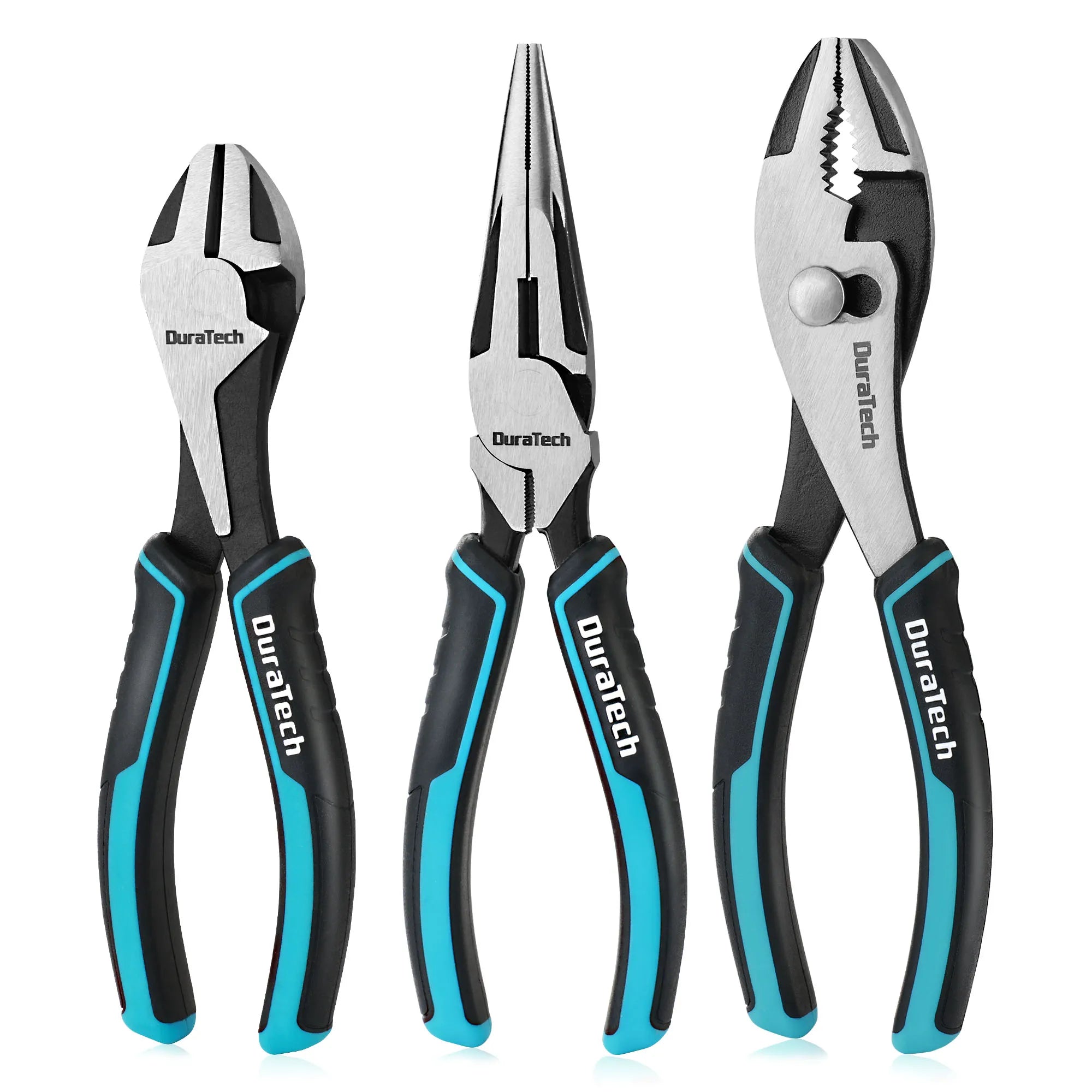 DURATECH 3PCS Premium Pliers Set – CR-Ni Steel Construction | 8" Needle Nose, Slip Joint & Groove Joint Pliers