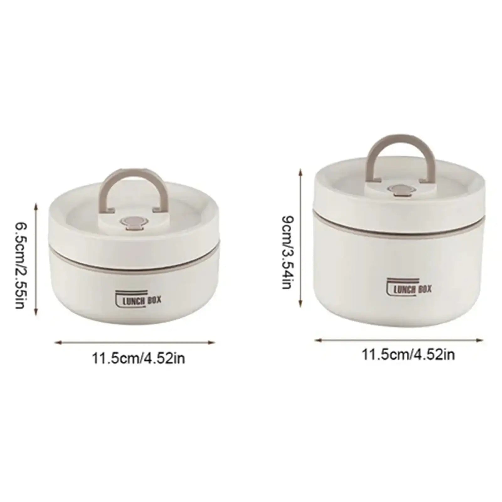 Round Leak-Proof Thermal Lunch Box with Lid & Folding Handle – For Kids, Students & Adults