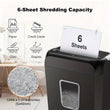 6-Sheet Cross-Cut Paper Shredder – Compact Home & Office Shredder with 3.4-Gallon Wastebasket for Credit Cards, Paper & Staples