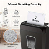 6-Sheet Cross-Cut Paper Shredder – Compact Home & Office Shredder with 3.4-Gallon Wastebasket for Credit Cards, Paper & Staples