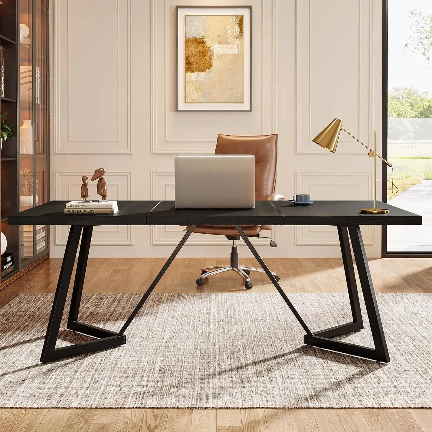 🖥️ 70.86" Large Executive Desk – Modern Computer & Office Workstation with Metal Frame for Home & Business