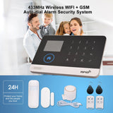 433MHz Wireless WiFi GSM Auto-Dial Alarm System – LCD Display with PIR Motion Sensor, Door Sensor & Remote App Control