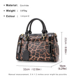 Luxury Leopard Print Cowhide Handbag for Women – Large Capacity Shoulder Bag