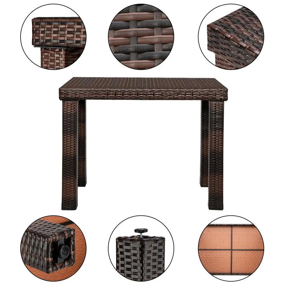 “5-Piece Rattan Patio Furniture Set – PE Wicker Table & 4 Chairs with Cushions for Garden, Yard & Outdoor Living”