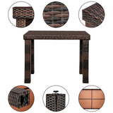 “5-Piece Rattan Patio Furniture Set – PE Wicker Table & 4 Chairs with Cushions for Garden, Yard & Outdoor Living”