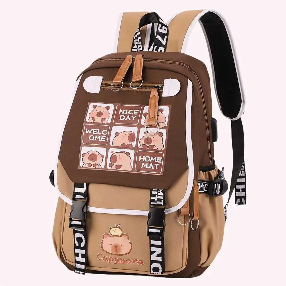 Cute Cartoon Capybara Backpack with Matching Pencil Case – Large Capacity & Lightweight