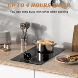 Karinear 29 cm 2-Burner Drop-In Induction Hob – Black Ceramic Glass with Booster, Timer & Safety Lock