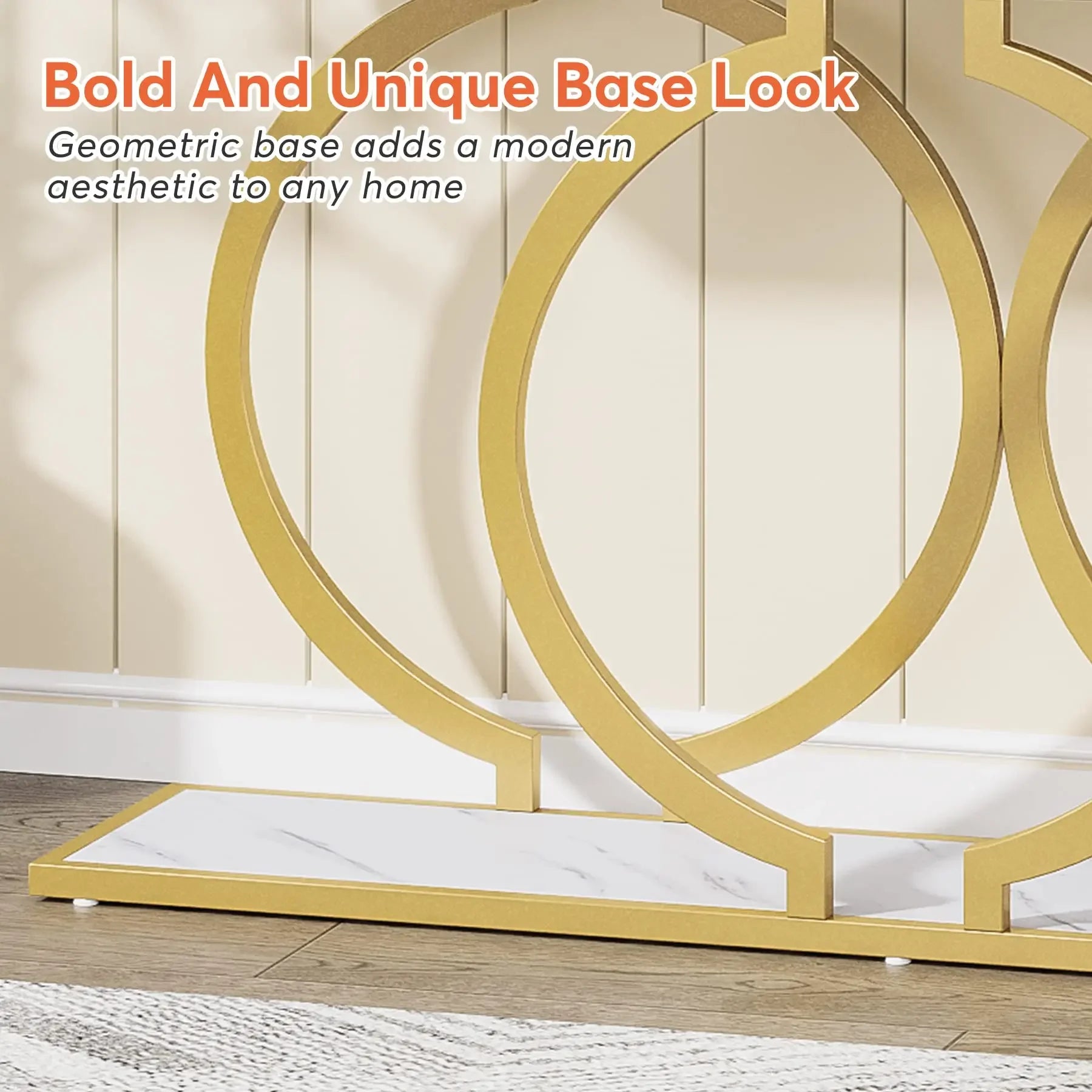 Tribesigns 55" Gold Console Table – Modern Faux Marble Entryway & Sofa Table | Narrow Long Accent Table for Hallway or Living Room