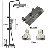 Grey Smart Digital Display Shower Faucet Set – Piano-Style Rainfall Bathroom System