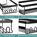 Corner Shower Caddy 3-Pack Adhesive – Stainless Steel Corner Shelf + Soap Holder & Hooks