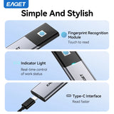 EAGET Fingerprint Encrypted Portable SSD 1TB/2TB – USB 3.2 Type-C Solid State Drive for PS5, PS4, Laptop & MacBook