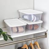 Set of 10 Clear Plastic Storage Bins (6-Quart) with Snap-On Lid – White