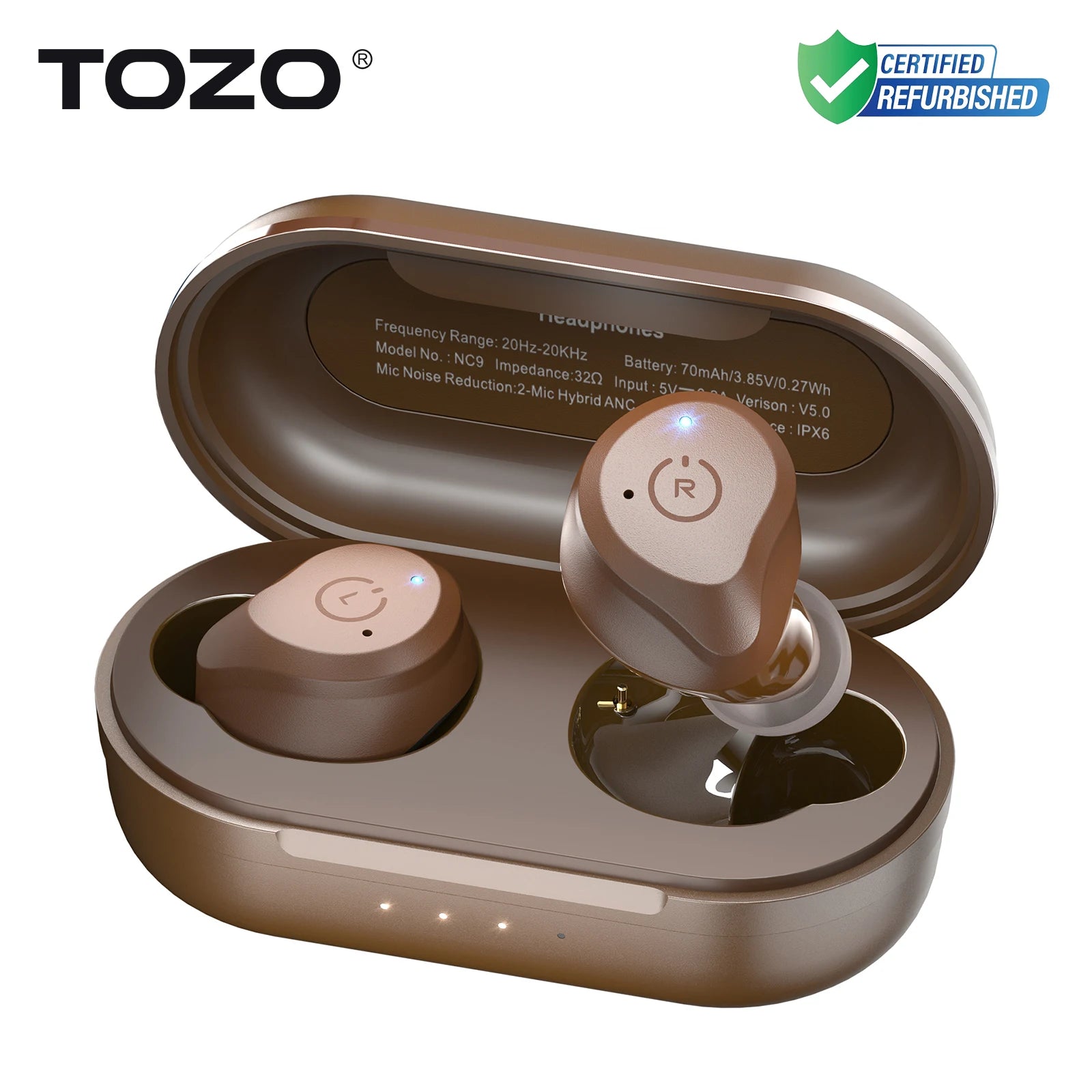 Refurbished TOZO ANC Earbuds – TWS True Wireless Bluetooth In-Ear Headphones with Noise Cancelling & Mics for iOS/Android