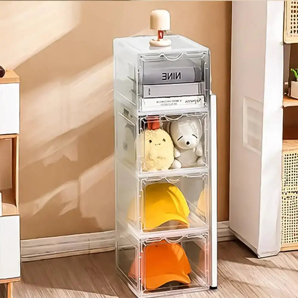Shoe Storage Box (4pack) Shoes Organizer Auto-Opening White Shoe-shelf Home Furniture Cabinets for Living Room Shoerack Cabinet - PulinGO