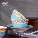 12-Piece Porcelain Dinnerware Set – Blue Ceramic Tableware with Bowls, Soup & Fruit Plates