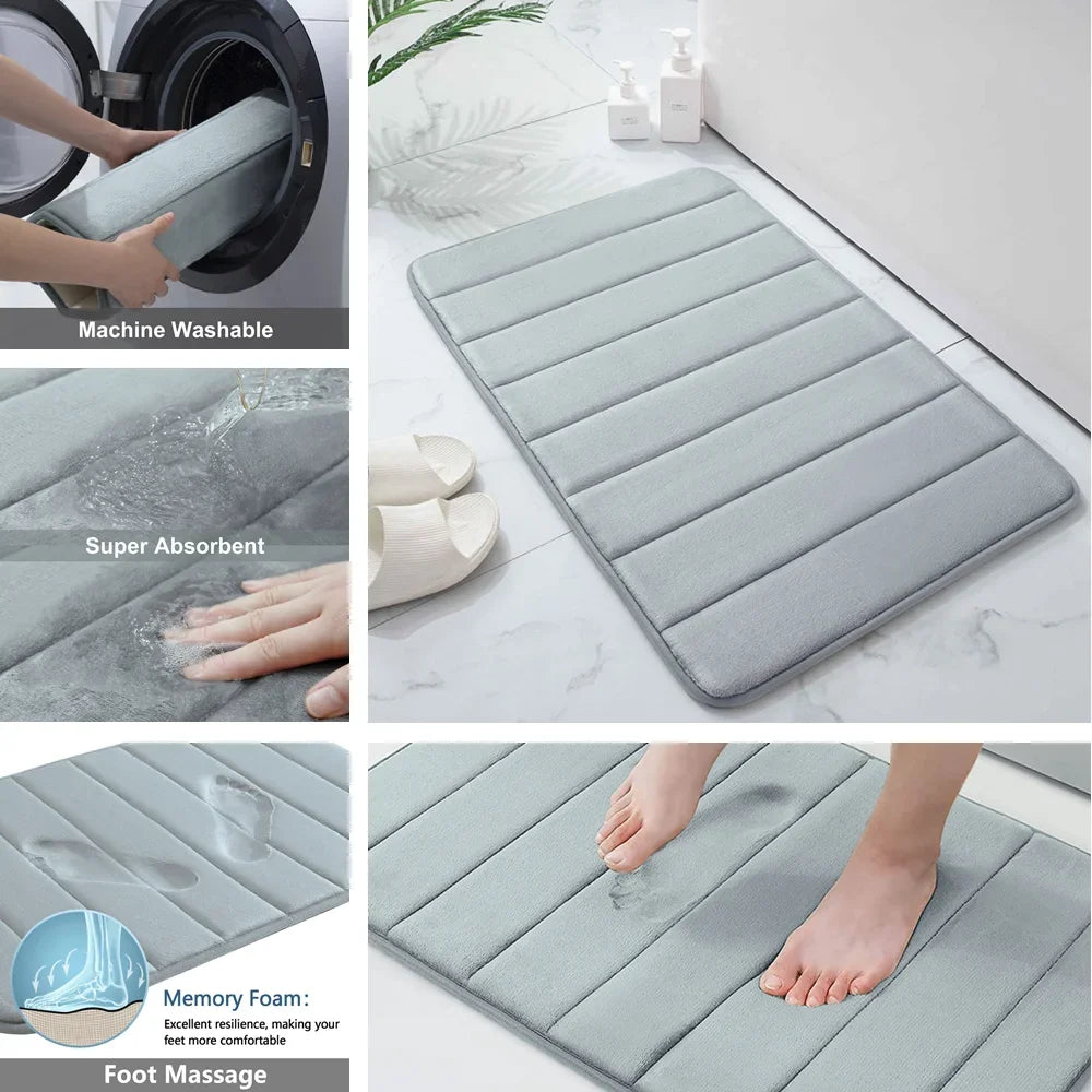 Super Absorbent Memory Foam Bath Mat – Non-Slip Soft Bathroom Rug for Shower, Bathtub, Toilet 🚿🛁