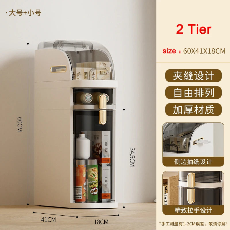 Slim Gap Storage Cabinet – 18 cm Narrow Multi-Layer Plastic Organizer for Bathroom & Kitchen