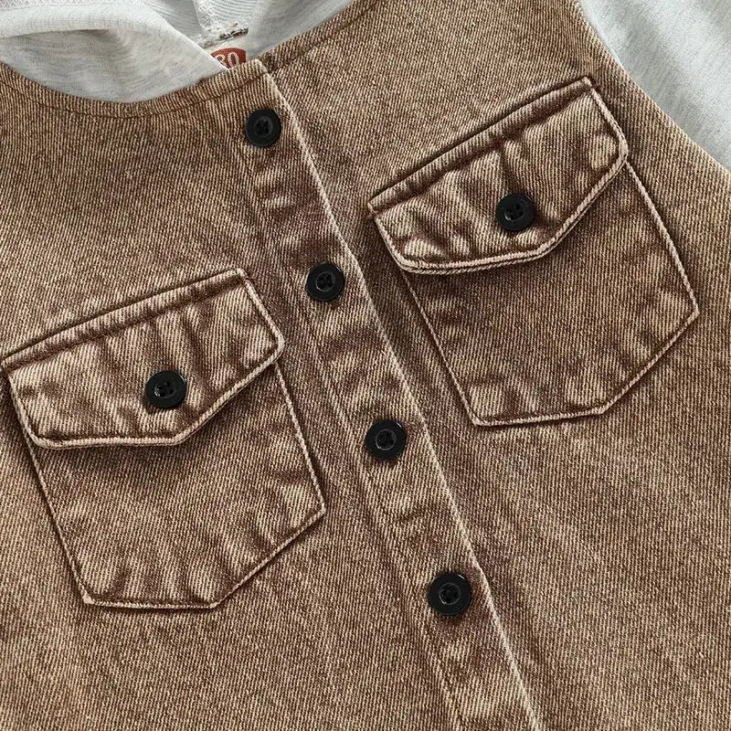 Patch-Detail Hooded Spring/Autumn Coat for Toddler Boys (Ages 1-4)